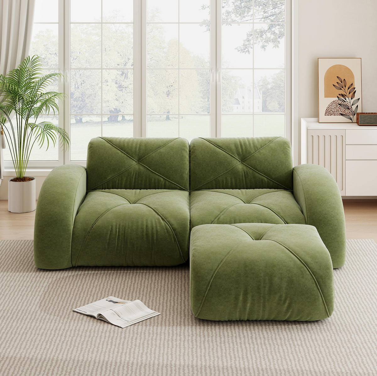 SOFA modular Chenille Green - Grün, Kunststoff (171/204cm) - Meubliv