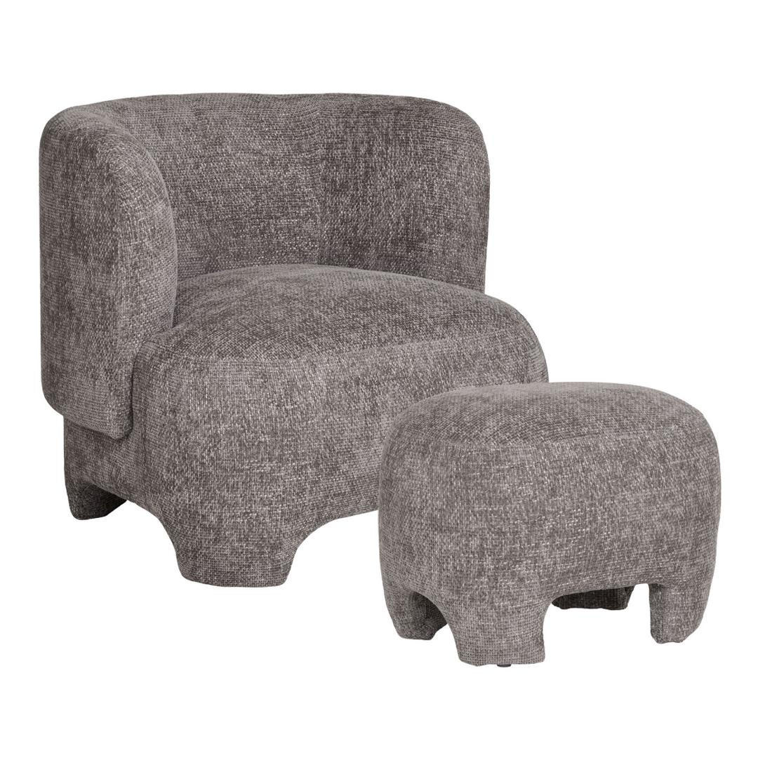 SESSEL, Nazare, Grau, Polyester, 79 x 77 x 72 cm - Grau, Textil (79/72/77cm) - ebuy24
