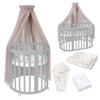BABYBETT GREY OVAL 7in1 mit Matratze und Himmelset - Taupe/Grau, Holz/Textil