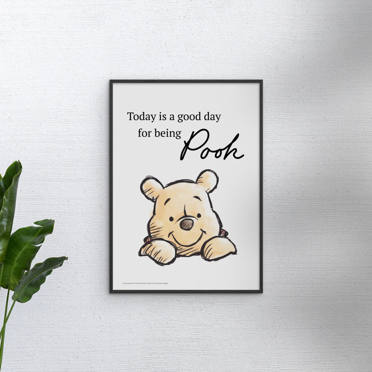 POSTER mit Rahmen Disney - Just Being Winnie the Pooh Today - Gelb/Schwarz, Holz/Papier (50/70cm) - Poster&Frame