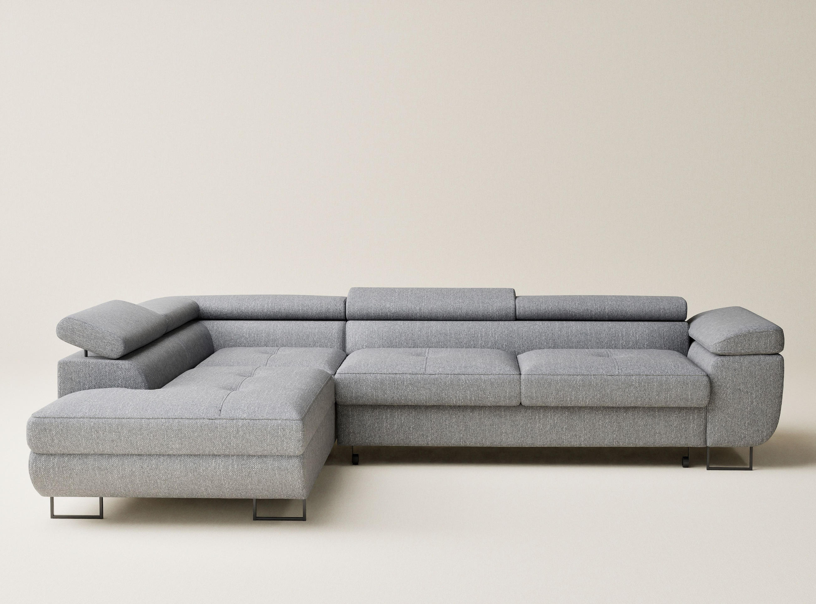 ECKSOFA MIT SCHLAFFUNKTION Concord Grau Webstoff - Schwarz/Grau, Holz/Holzwerkstoff (277/203cm) - Maison de Reve