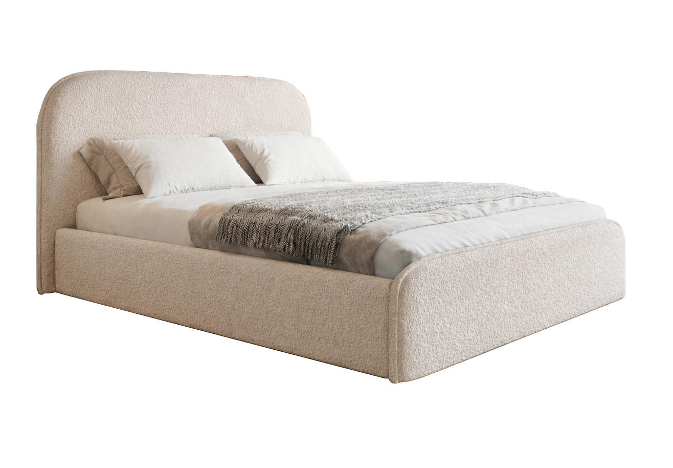 DOPPELBETT 180x200 Wendra Slim mit Lattenrost, Bettkasten, Boucle, Beige - Beige, Holz/Textil (180/200cm) - Emporius