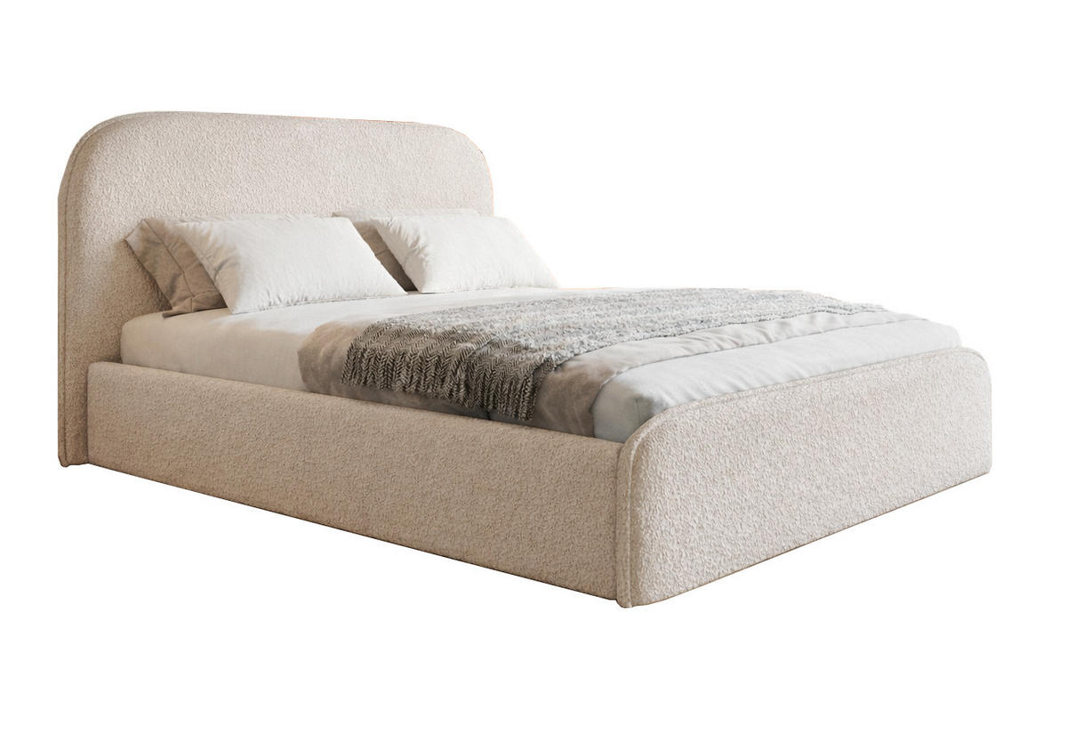 DOPPELBETT 180x200 Wendra Slim mit Lattenrost, Bettkasten, Boucle, Beige - Beige, Holz/Textil (180/200cm) - Emporius