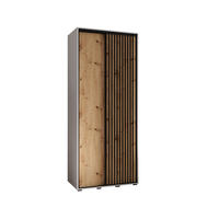 SCHWEBETÜRENSCHRANK 205,2/120/60 2-türig - Schwarz/Eiche Artisan, Holz/Metall (120/205.2/60cm) - Abiks Möbel