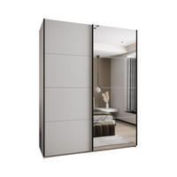 SCHWEBETÜRENSCHRANK 245,5/190/64 2-türig - Schwarz/Weiß, Holz/Metall (190/245/64cm) - Abiks Möbel