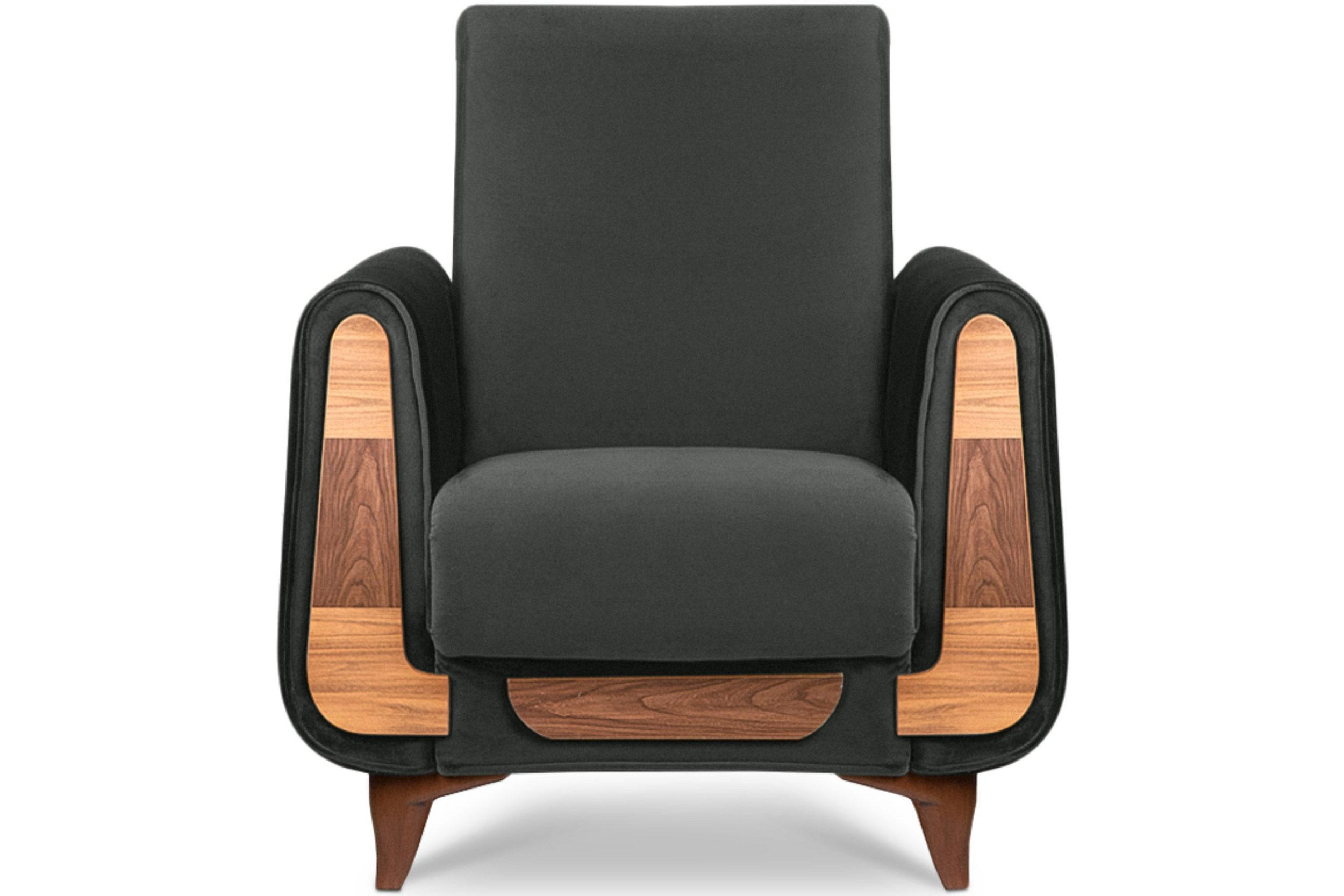 SESSEL GUSTAVO mit Armlehnen, Grau - Anthrazit/Braun, Holz/Holzwerkstoff (83/95/92cm) - KONSIMO®