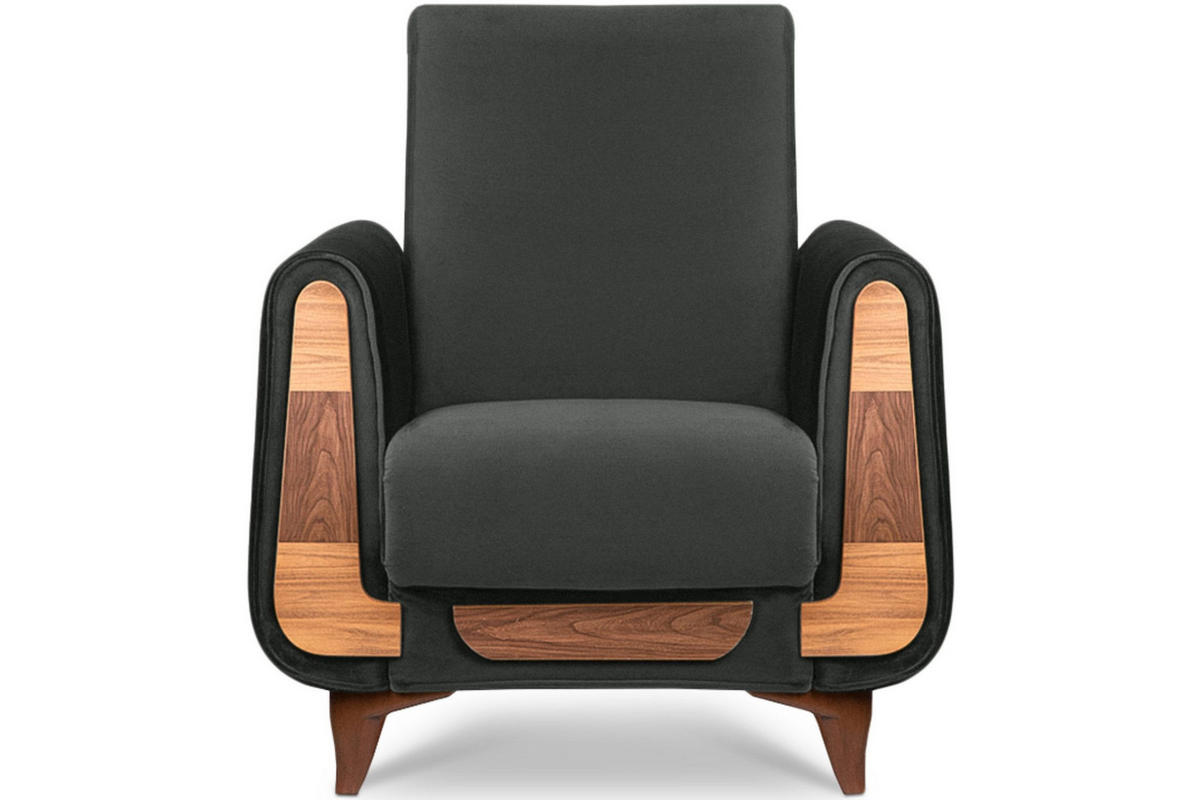 SESSEL GUSTAVO mit Armlehnen, Grau - Anthrazit/Braun, Holz/Holzwerkstoff (83/95/92cm) - KONSIMO®