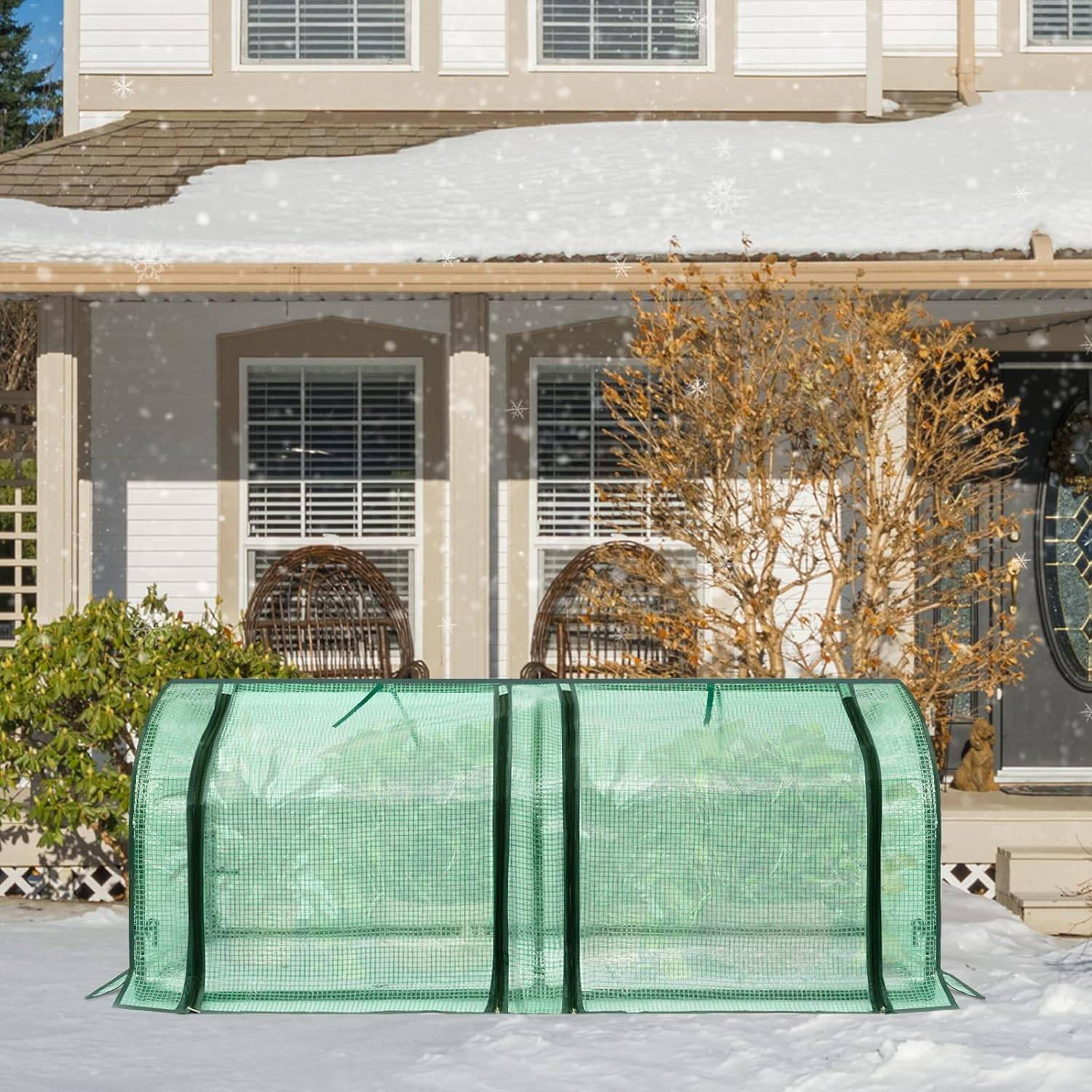 FOLIENGEWÄCHSHAUS, PE Gitterfolie, 130 x 60 x 50 cm - Grün, Textil/Metall (130/50/60cm) - Woltu