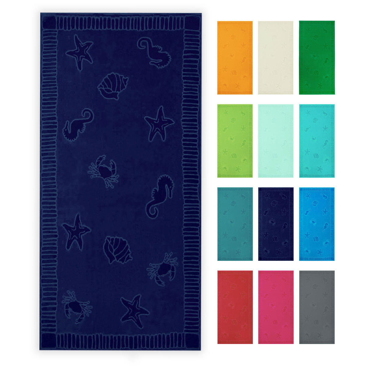 STRANDTUCH, 100x200 cm, 100% Baumwolle, Blau - Dunkelblau, Textil (100/200cm) - Zollner