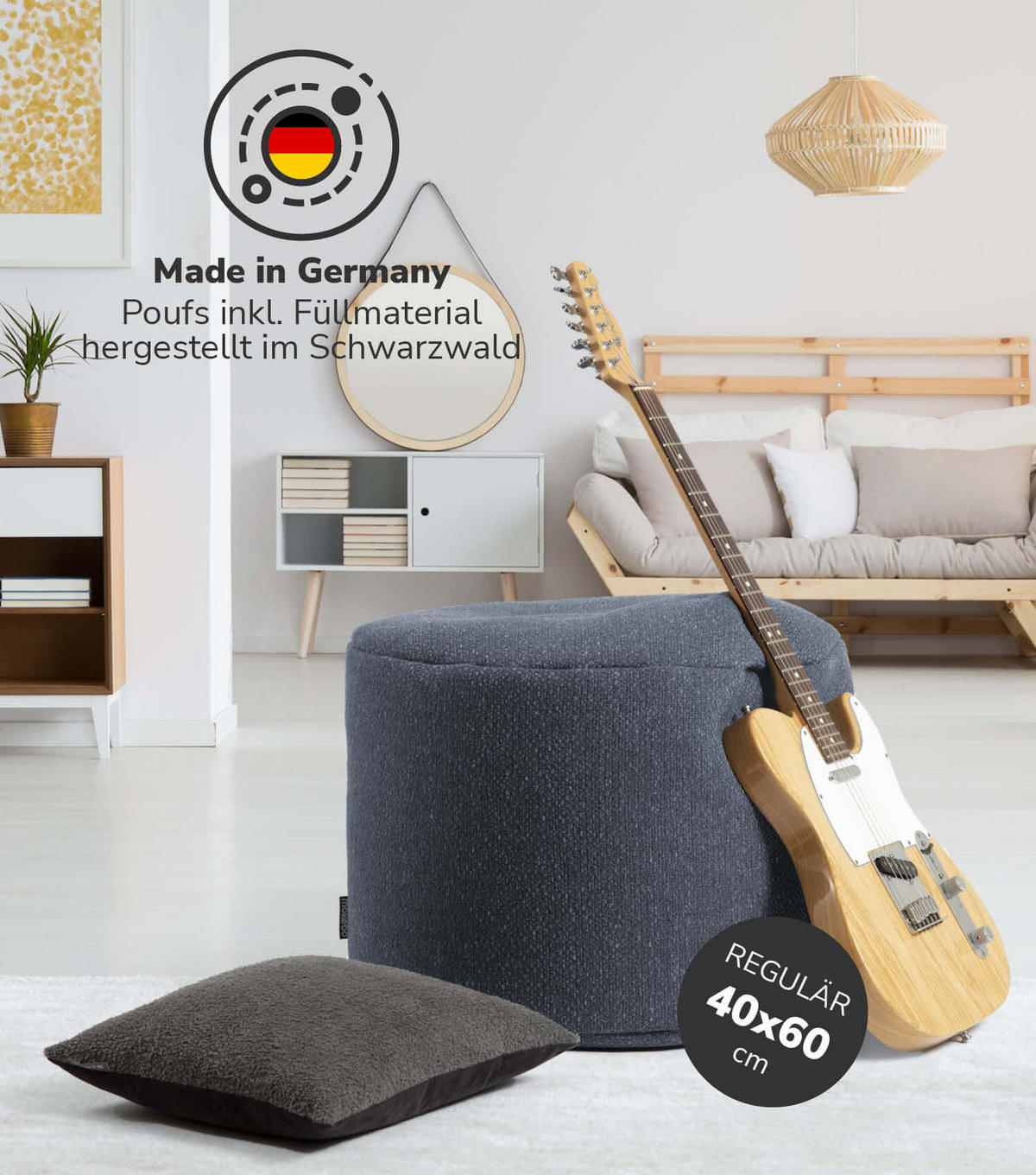 POUF Der Ruhepouf - Dunkelblau, Textil (60/40/60cm) - Mokebo