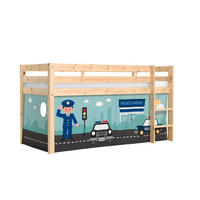 KINDERBETT Karolina 210x114x106 Massivholz Natur Textilset Polizei - Kieferfarben/Hellblau, Holz (90/200cm) - 58aufmkessel