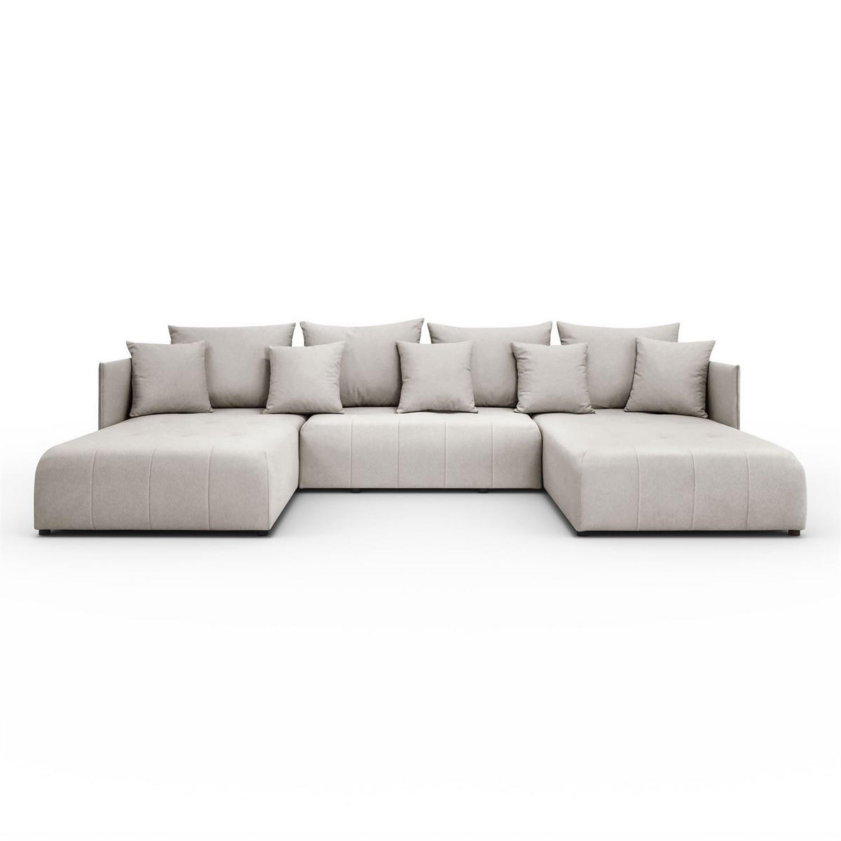 WOHNLANDSCHAFT APOLLO U mit Schlaffunktion und Bettzeugkasten - Ecru, Textil (348/93/188cm) - Lookway
