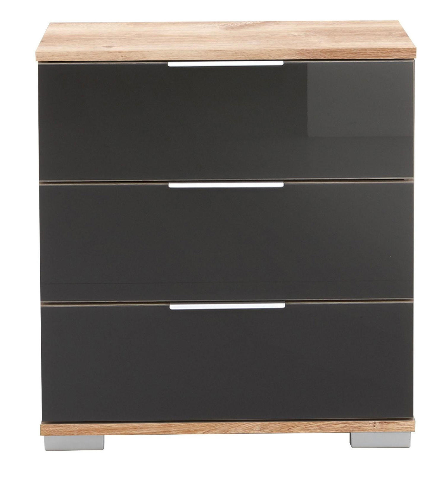 NACHTKONSOLE Easy Plus Plankeneiche / Grauglas 52 / 38 / 56cm - Eichefarben/Grau, Holz/Holzwerkstoff (52/56/38cm) - Wimex