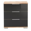 NACHTKONSOLE Easy Plus Plankeneiche / Grauglas 52 / 38 / 56cm - Eichefarben/Grau, Holz/Holzwerkstoff (52/56/38cm) - Wimex