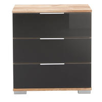 NACHTKONSOLE Easy Plus Plankeneiche / Grauglas 52 / 38 / 56cm - Eichefarben/Grau, Holz/Holzwerkstoff (52/56/38cm) - Wimex