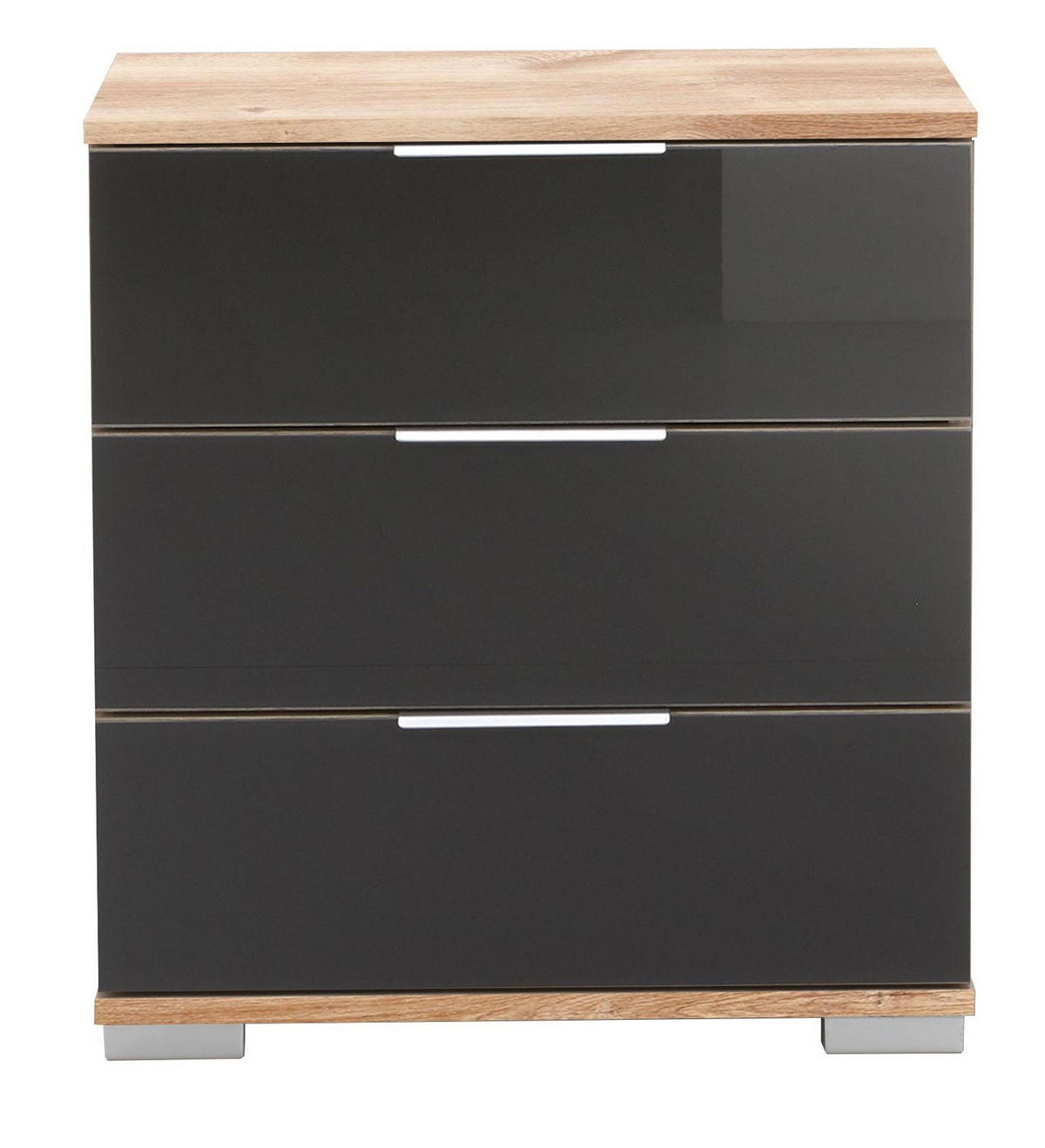 NACHTKONSOLE Easy Plus Plankeneiche / Grauglas 52 / 38 / 56cm - Eichefarben/Grau, Holz/Holzwerkstoff (52/56/38cm) - Wimex