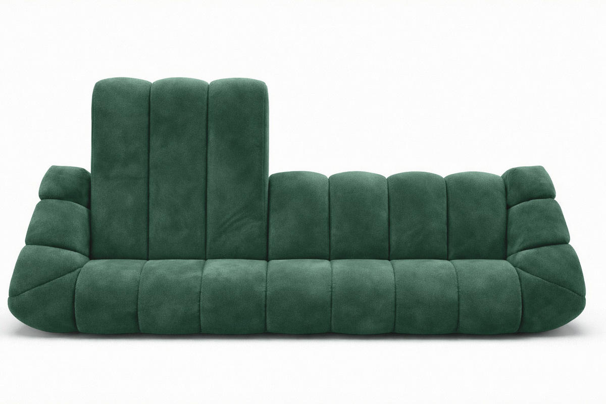ECKSOFA Modulare L-Form, Veloursstoff Bluvel, Grün, Links, CROISSANT XL - Grün, Holz (340/190cm) - Kaiser Möbel