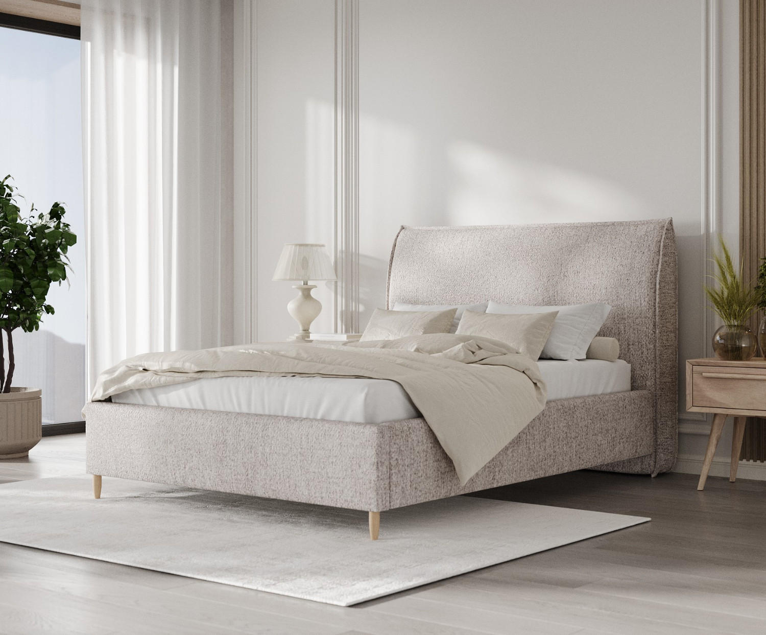 Thumbnail - AltaBeds Polsterbett, Beige, Textil, Buche, Kiefer, 180x200 cm, Oeko-Tex® Standard 100, DIN EN 1021-1, Handmade in Europ...