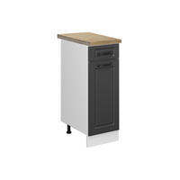 KÜCHENUNTERSCHRANK R-Line Anthrazit Landhaus 30 cm, AP Eiche - Anthrazit/Weiß, Holzwerkstoff (30/81.6/60cm) - Vicco