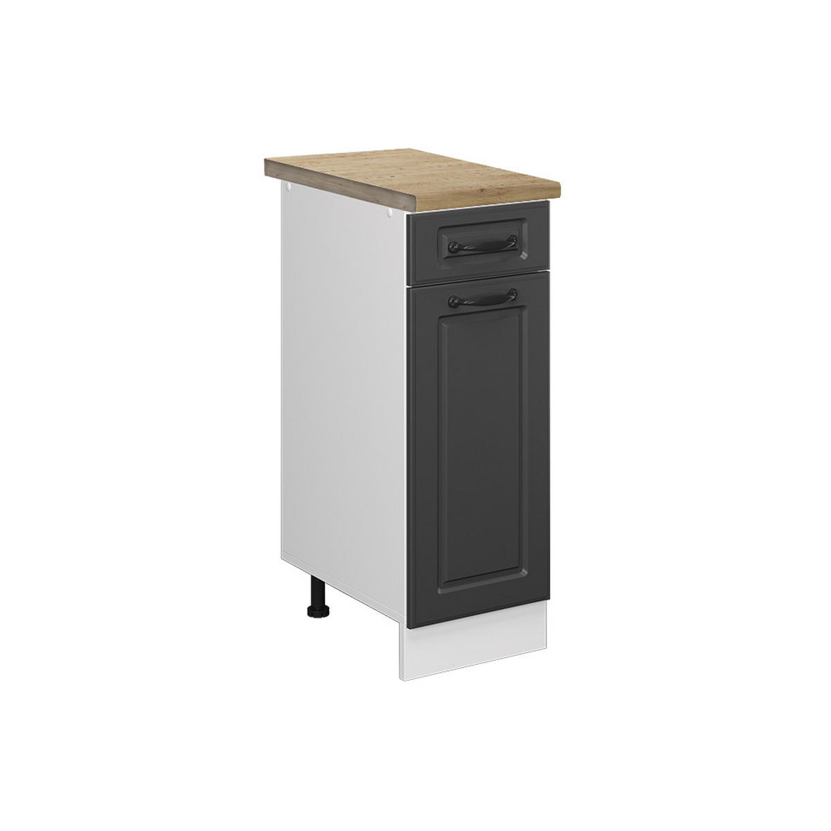 KÜCHENUNTERSCHRANK R-Line Anthrazit Landhaus 30 cm, AP Eiche - Anthrazit/Weiß, Holzwerkstoff (30/81.6/60cm) - Vicco