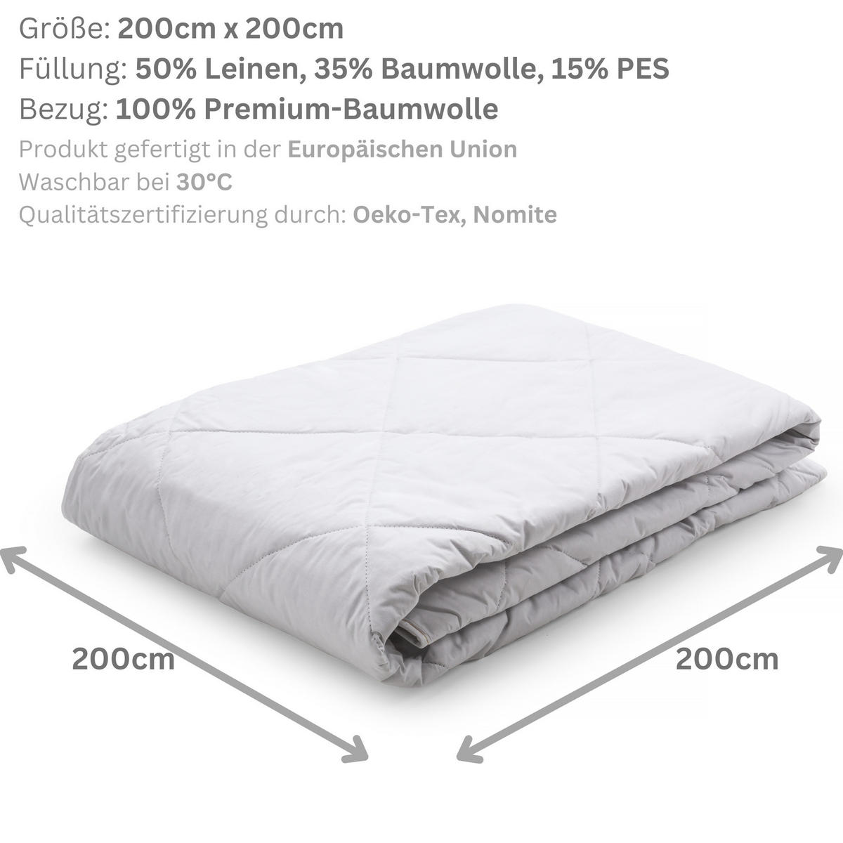 BETTDECKE COLD FEEL, Leinen - Weiß, Textil (200/200cm) - WOODEK