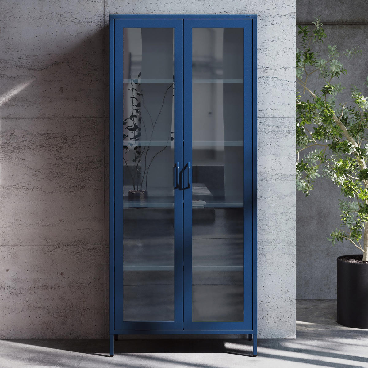 WOHNZIMMER Vitrine ANGELO Modern - Blau, Metall (80/185/45cm) - Jan Nowak