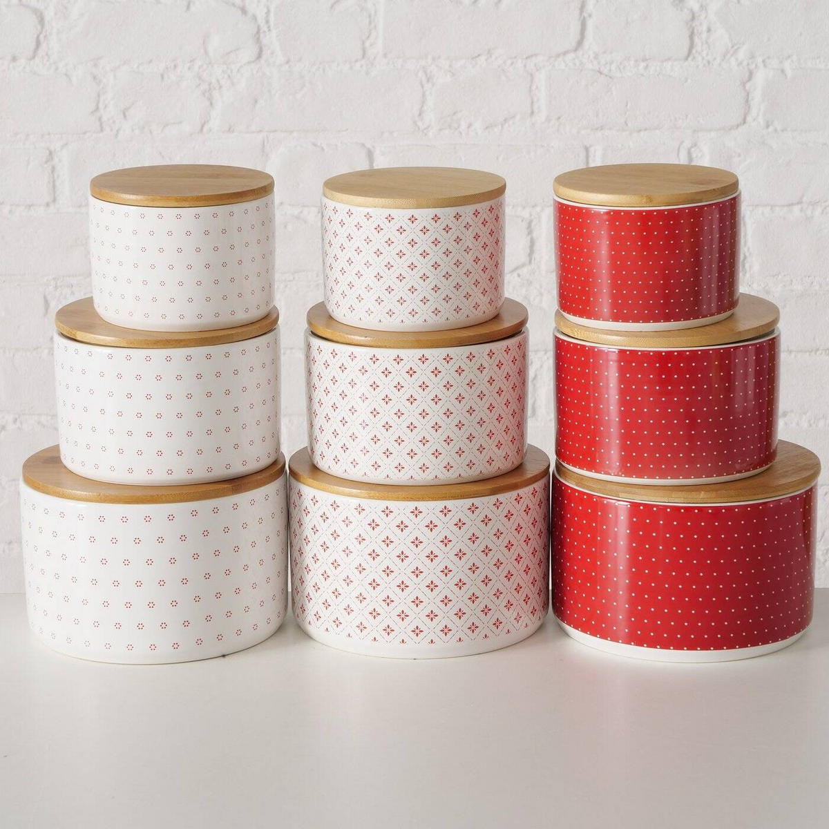 KERAMIKBEHÄLTER Lilly 3er-Set - Rot, Keramik (16/10/16cm) - Boltze Home