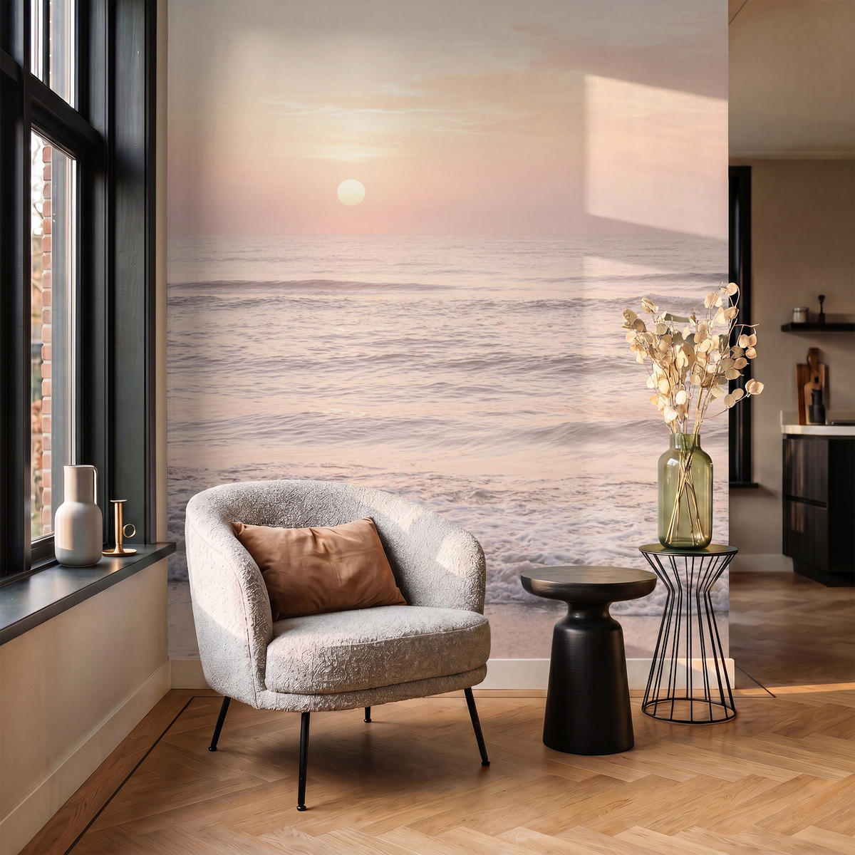 TAPETE - Sonne - Strand - Rosa - 180x200 cm - Hellrosa, Papier (180/200cm) - OnlyWow