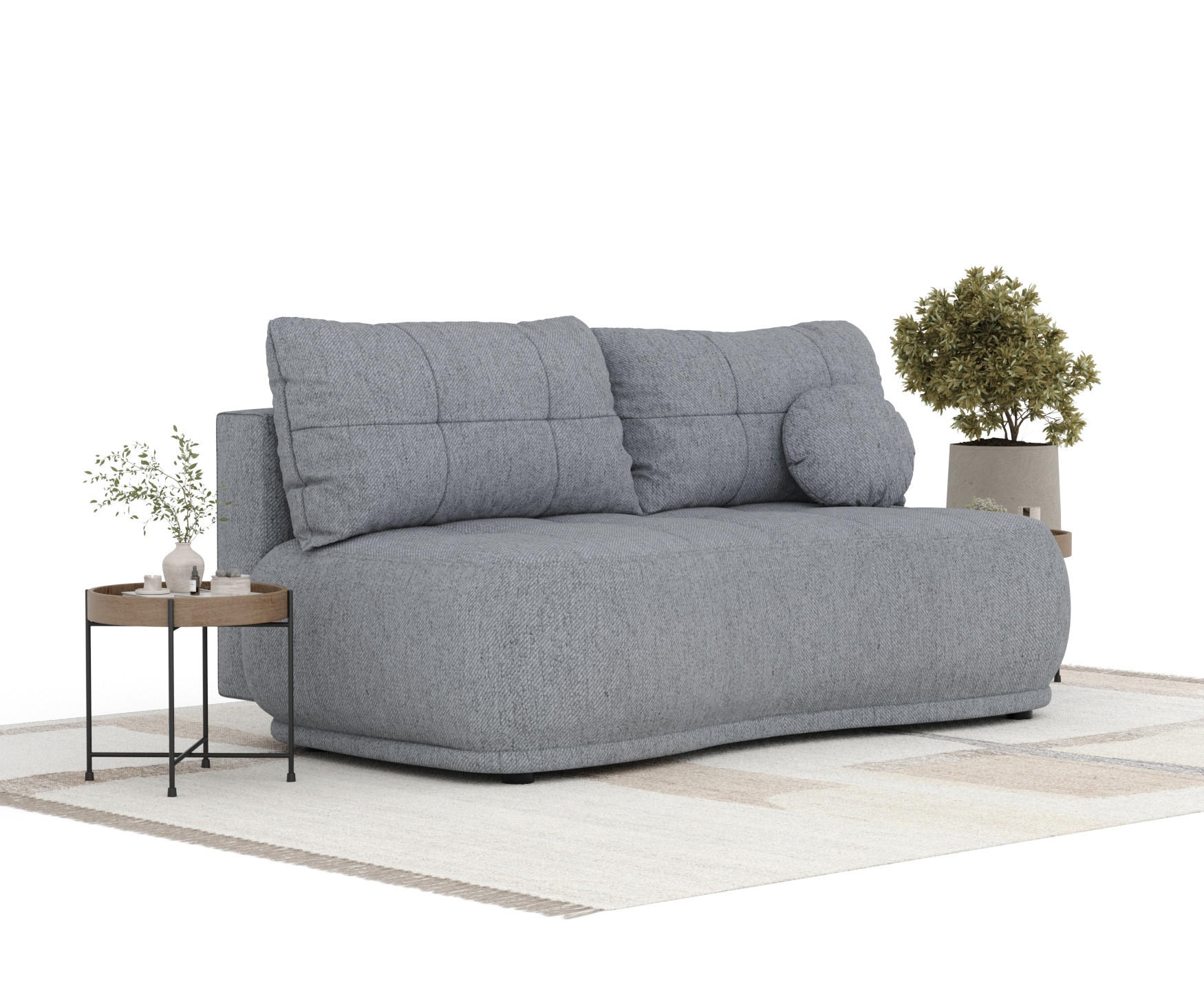 SCHLAFSOFA Cirrus Grau Webstoff - Schwarz/Grau, Holz/Holzwerkstoff (206/95/105cm) - Maison de Reve