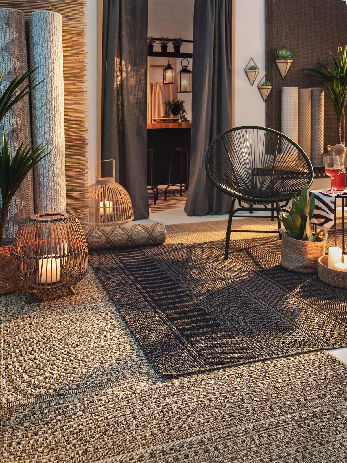 OUTDOORTEPPICH Naoto Beige/Schwarz 120x170 cm - Beige, Textil (120/170cm) - benuta Nest
