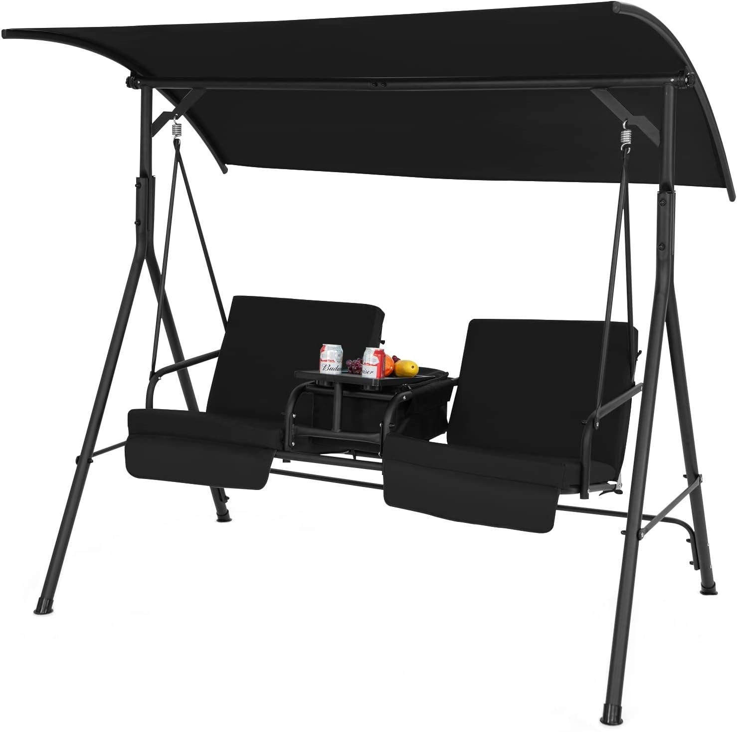 HOLLYWOODSCHAUKEL Schwarz - Schwarz, Metall (124/162/181cm) - COSTWAY