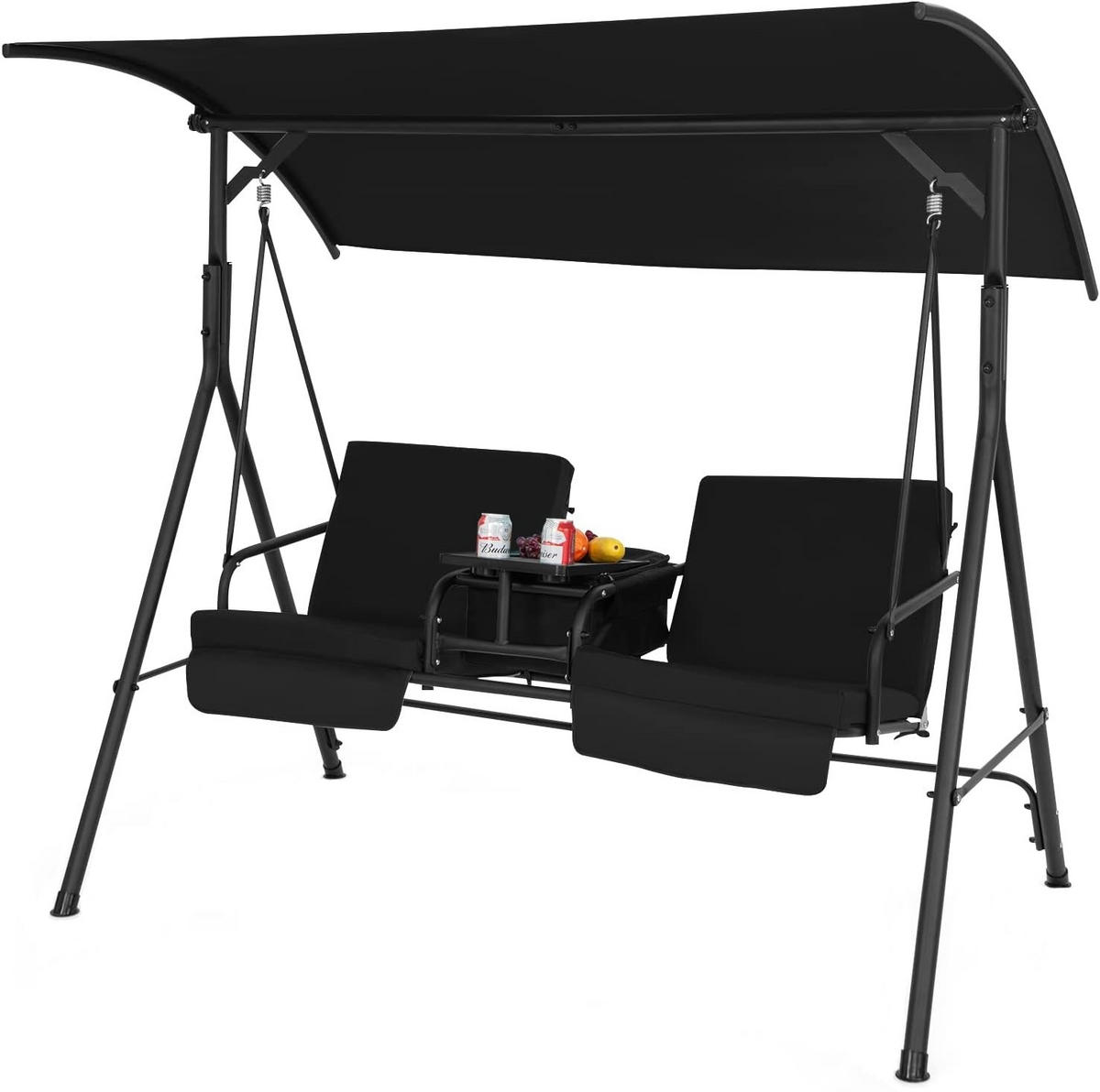 HOLLYWOODSCHAUKEL Schwarz - Schwarz, Metall (124/162/181cm) - COSTWAY