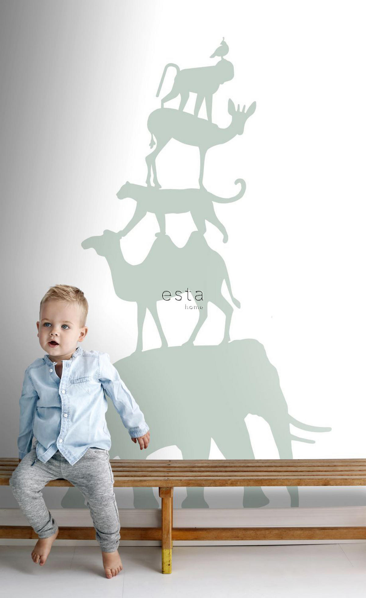 FOTOTAPETE gestapelte Tiere 150 x 279 cm - Grün, Papier (150/279cm) - ESTAhome