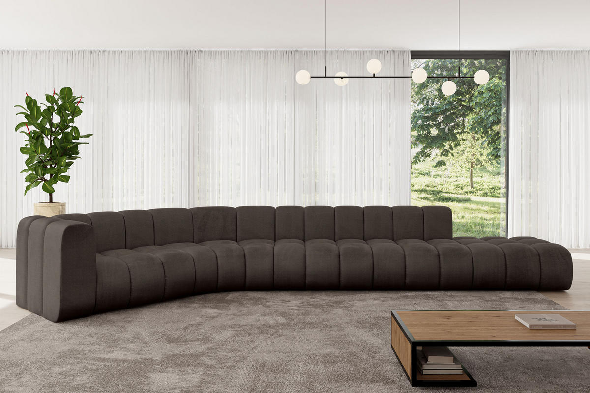 ECKSOFA modulares Sofa Tilmo-L2 - 490x194x70 cm Braun - Braun, Holzwerkstoff/Textil (490/194cm) - ALTDECOR