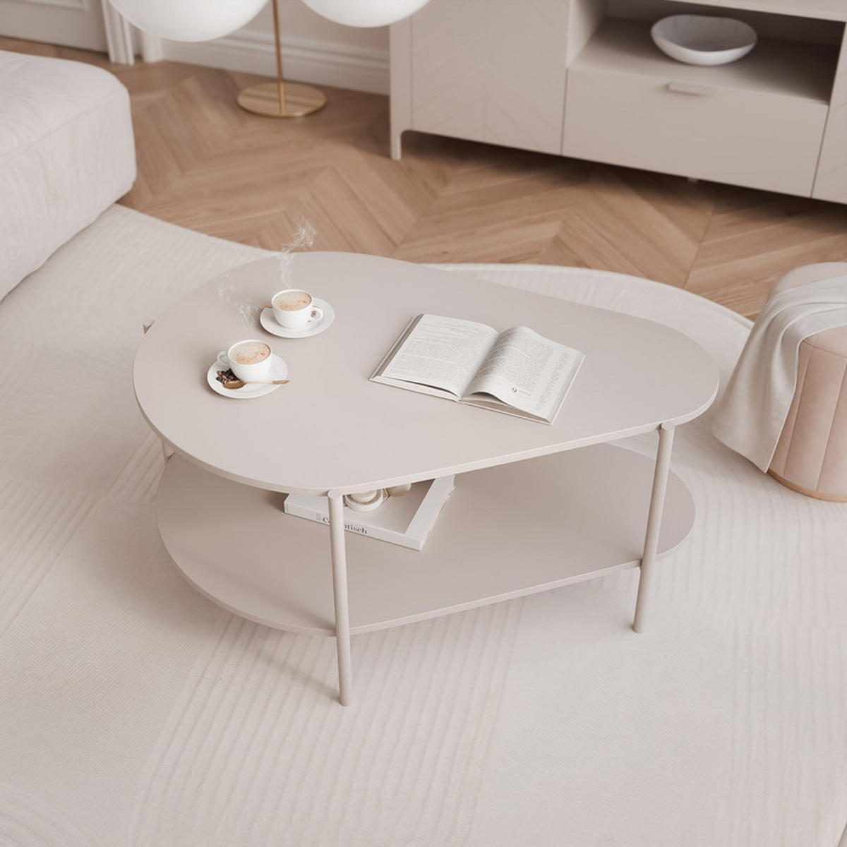 COUCHTISCH LORIEN 90/65/45 cm Rechteckig, Kaschmir - Kaschmir, Holzwerkstoff/Metall (65/90/45cm) - Idohome