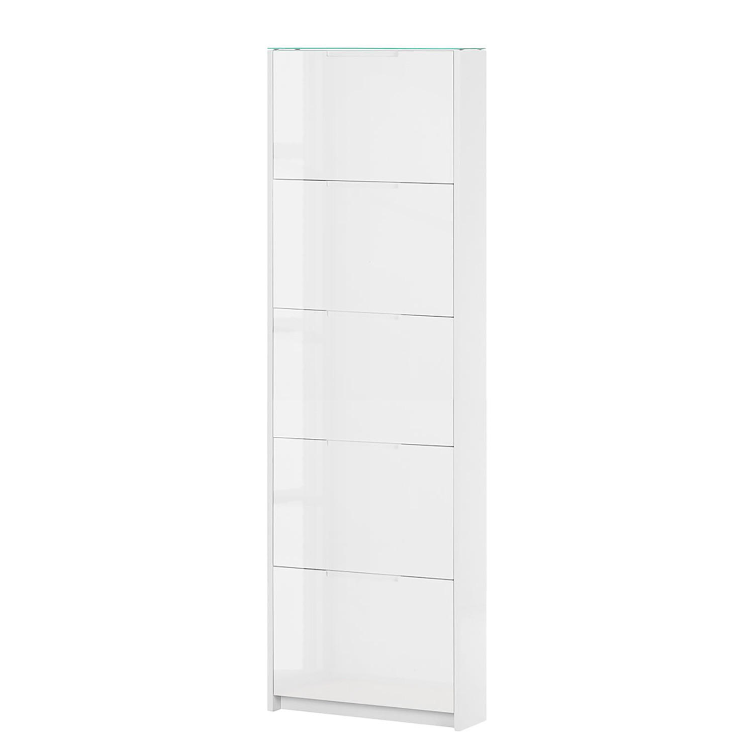SCHUHKIPPER - MDF - Weiß Hochglanz, Holzwerkstoff (64/197/18cm) - home24