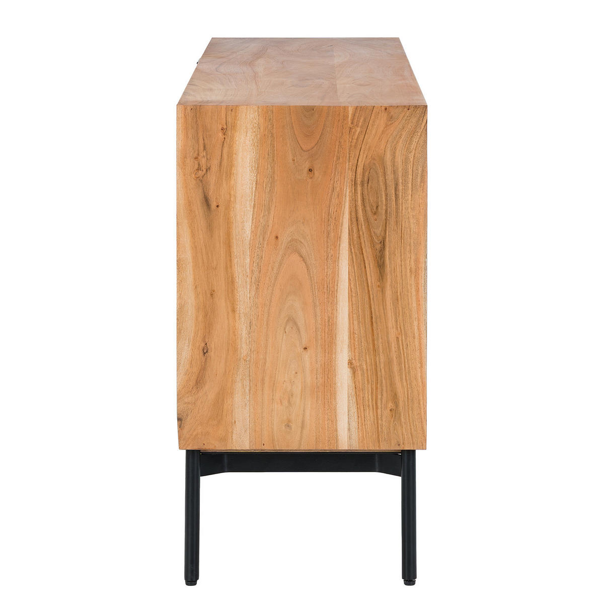 SIDEBOARD - Akazie massiv / Schwarz - Schwarz/Akaziefarben, Holz (155/82/42cm) - home24