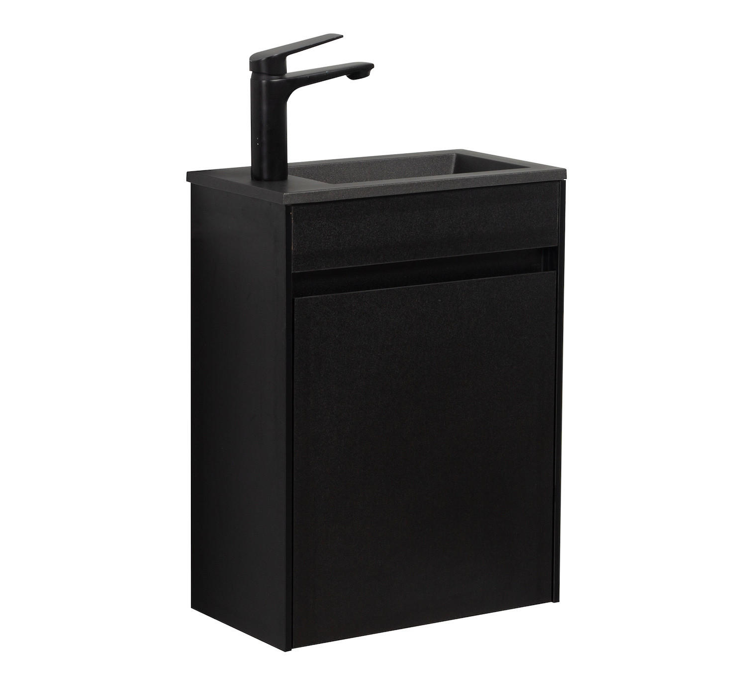 GÄSTE-WC-MÖBELSET Sinta 2 Teile Schwarz Holz - Schwarze Waschbecken - 40 x 22 x 54 cm - Schwarz, Holz (40/54/22cm) - Badplaats