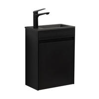 GÄSTE-WC-MÖBELSET Sinta 2 Teile Schwarz Holz - Schwarze Waschbecken - 40 x 22 x 54 cm - Schwarz, Holz (40/54/22cm) - Badplaats