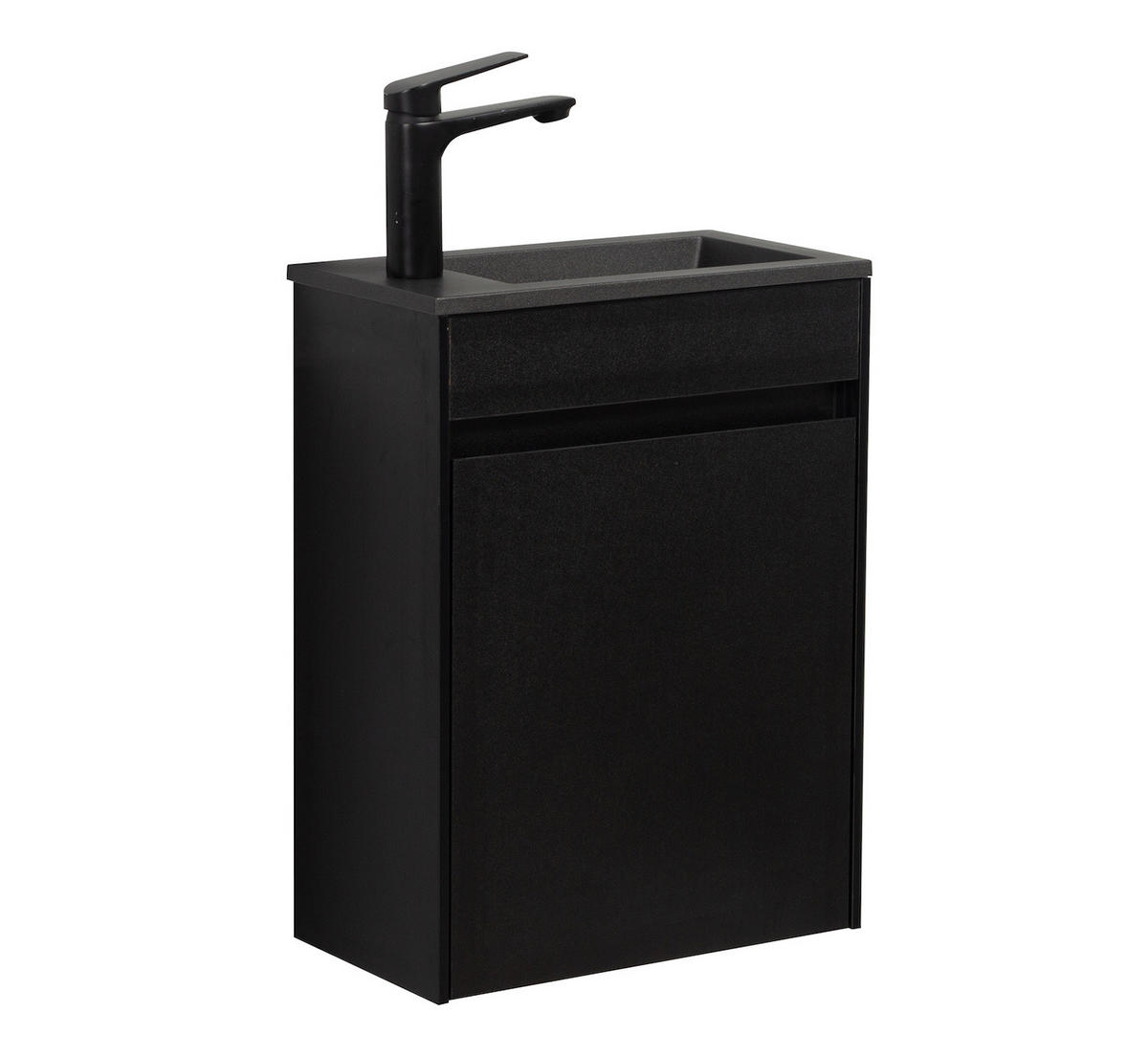 GÄSTE-WC-MÖBELSET Sinta 2 Teile Schwarz Holz - Schwarze Waschbecken - 40 x 22 x 54 cm - Schwarz, Holz (40/54/22cm) - Badplaats