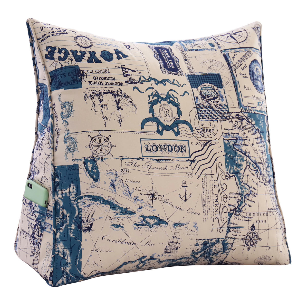 RÜCKENKISSEN zum Lesen Dunkelblau 60 cm - Dunkelblau, Textil (50/60cm) - Vercart