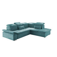 ECKSOFA mit Schlaffunktion mit Bettkasten und verstellbaren Kopf- und Rückenlehnen - Chromfarben/Grün, Textil (240/276cm) - ed exciting design