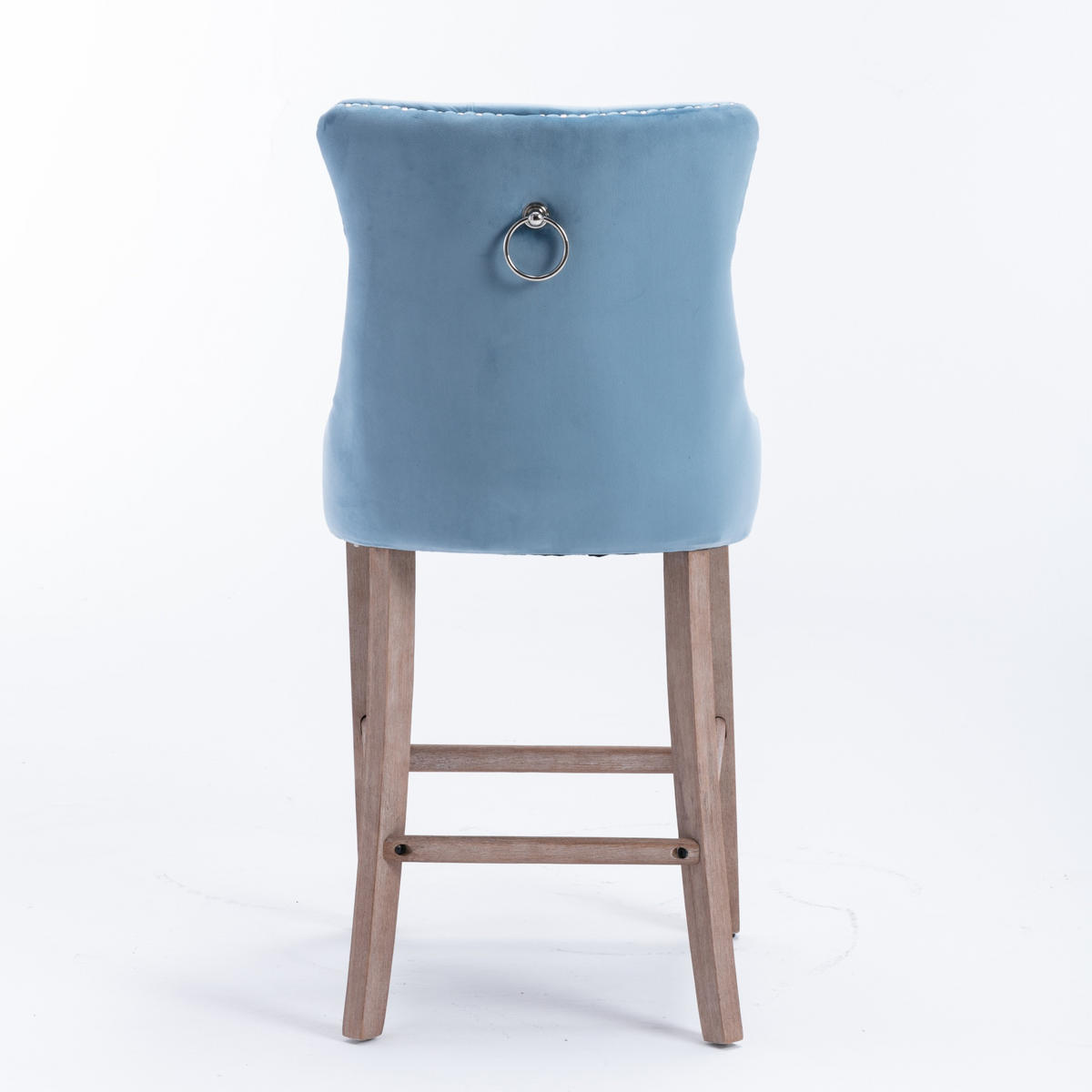 BARHOCKER 2er-Set aus Samt mit Holzbeinen, Hellblau - Hellblau, Textil (60/103/50cm)