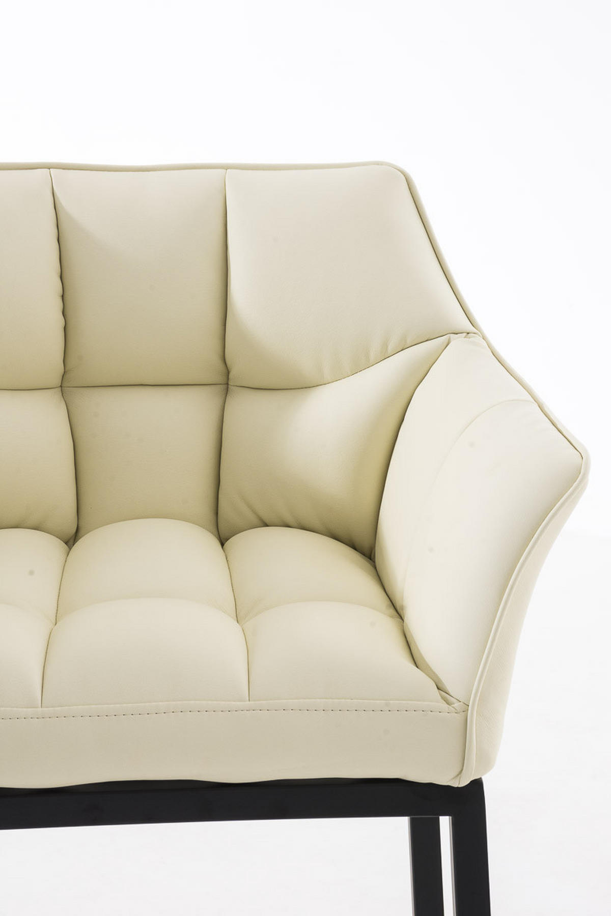 BARHOCKER Gibel Kunstleder Creme Schwarz - Creme, Leder (64/110/48cm) - DELUKE