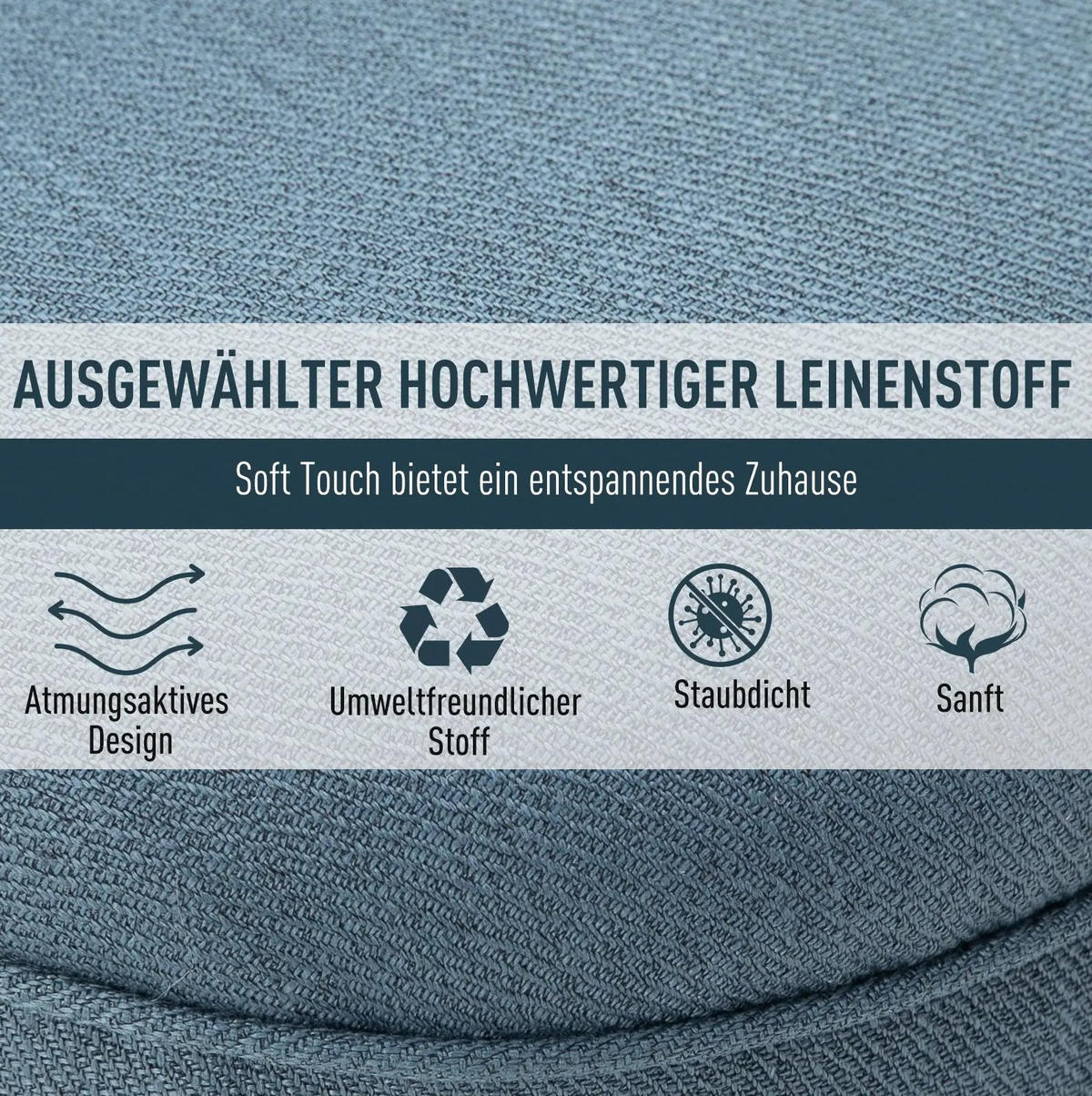 SESSEL 52.5/77/69 cm Blau aus Linen mit waschbarem Bezug - Blau, Textil (69/77/52.5cm) - OKMYHOME