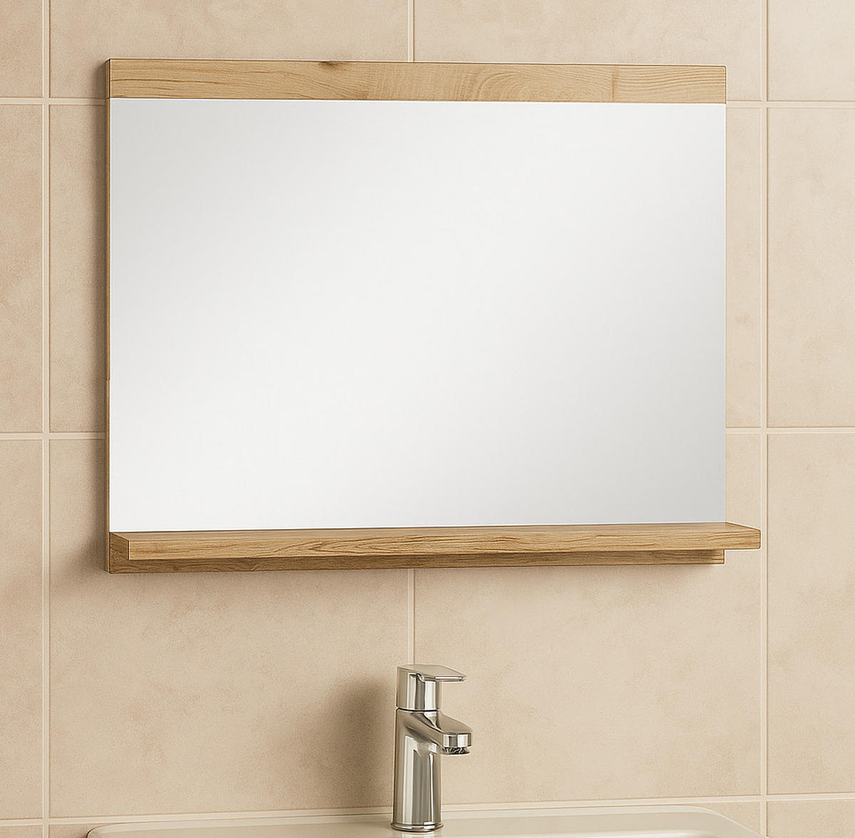 SPIEGEL Montreal Kastanien Eiche - 60 x 12 x 50 cm - Kastanienfarben/Eichefarben, Glas (60/50/12cm) - Badplaats