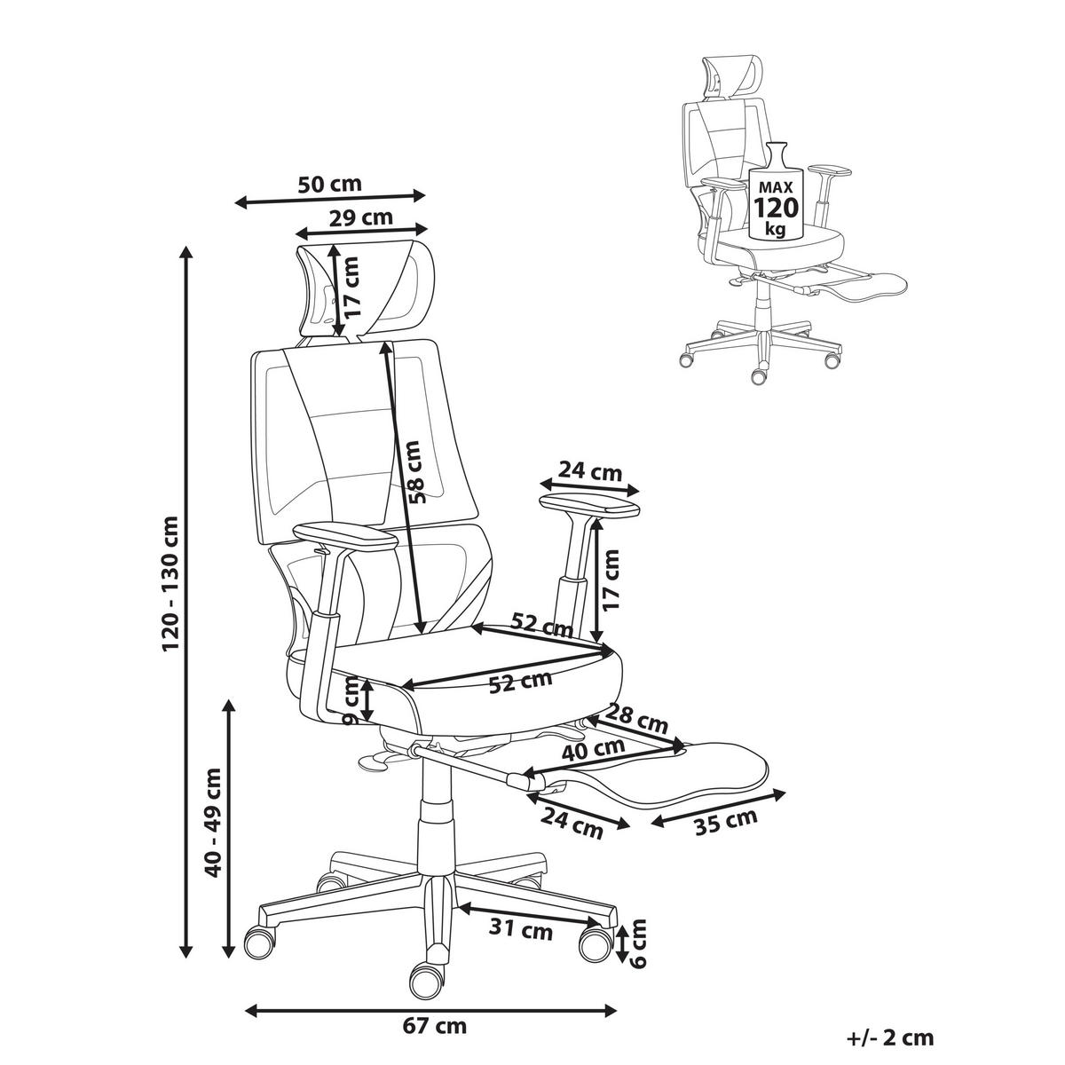 BÜROSTUHL Schwarz Creator - Schwarz, Kunststoff (67/120/67cm) - Beliani