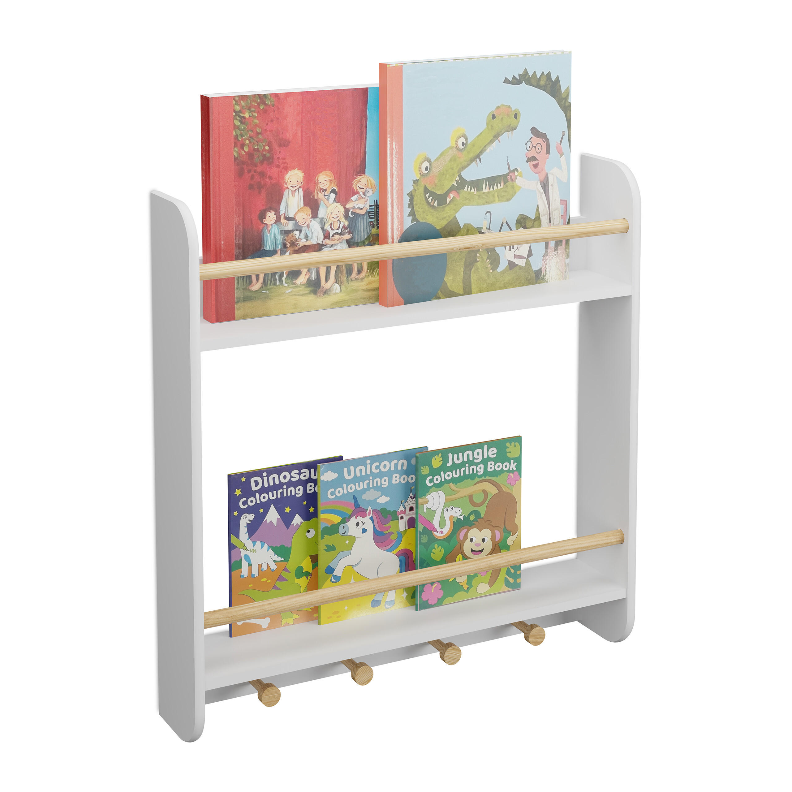 KINDERREGAL - Weiß, Holz/Holzwerkstoff (60/62.5/12cm) - Relaxdays