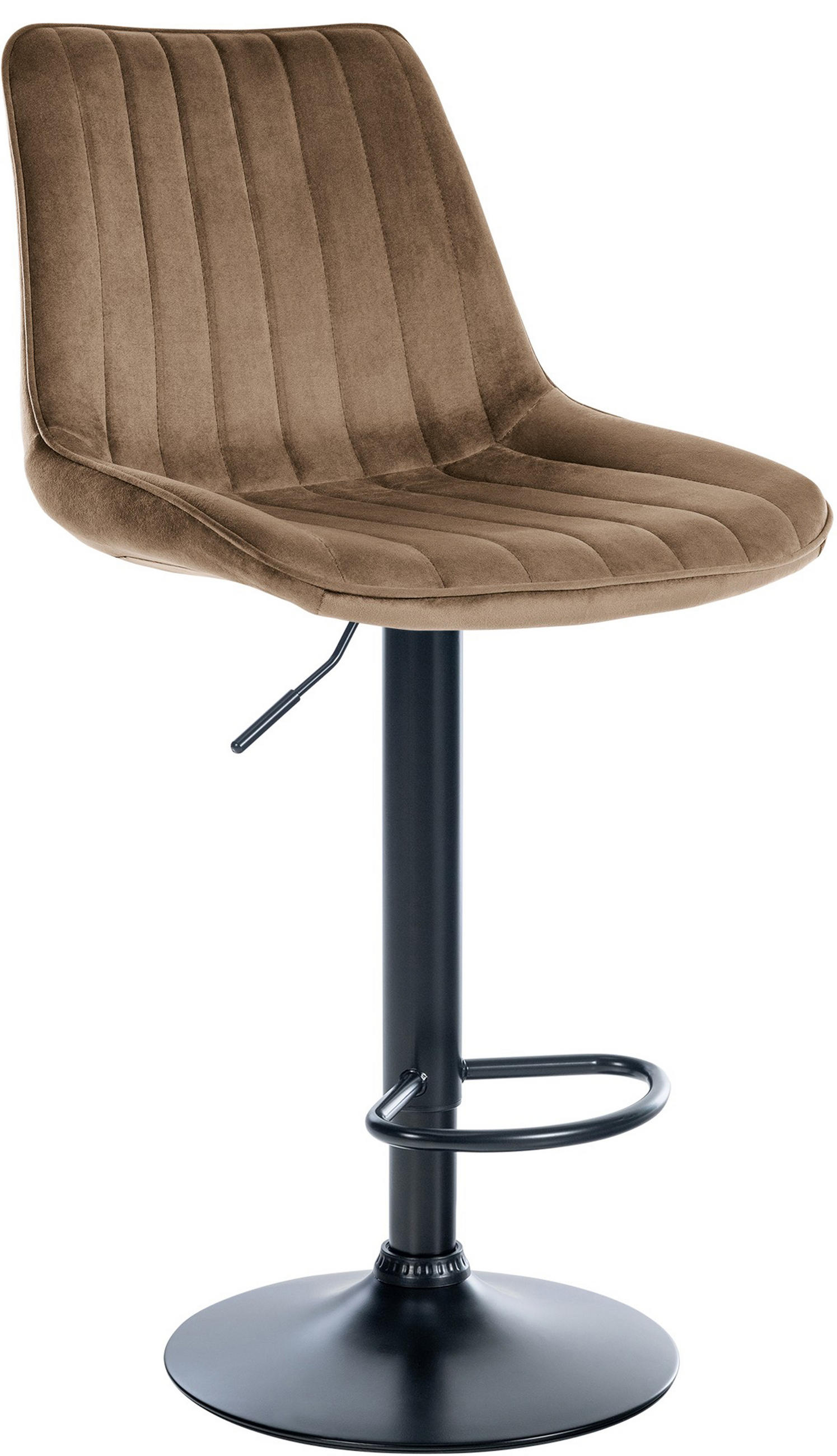 BARHOCKER Tolor Samt schwarz braun - Schwarz/Braun, Textil/Metall (49.5/112/50cm) - TPFLiving