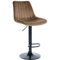 BARHOCKER Tolor Samt schwarz braun - Schwarz/Braun, Textil/Metall (49.5/112/50cm) - TPFLiving